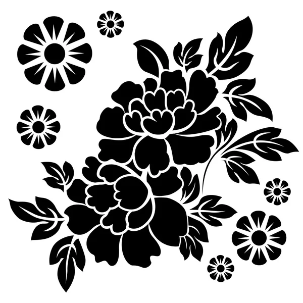 Bloemen silhouet vector — Stockvector