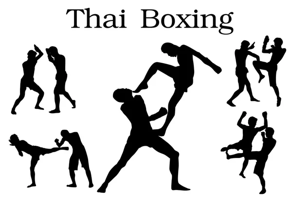 Houdingen van anceint mueythai of Thaise kick boksen — Stockvector
