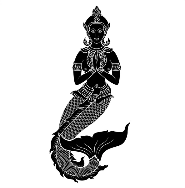 Asian mermaid vector — Stock Vector