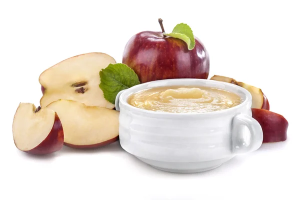 Apple puree op een wit — Stockfoto