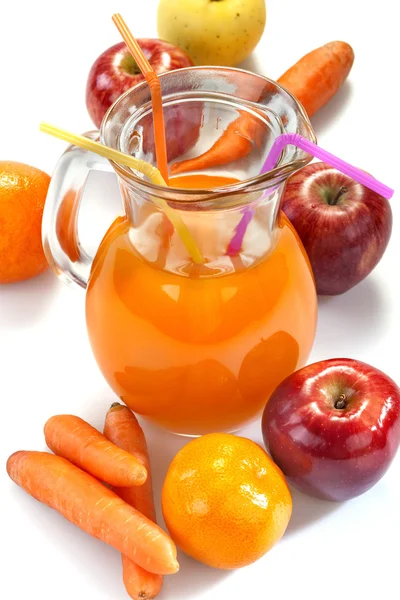 Apple, orange and carrots juice — Stock Photo, Image