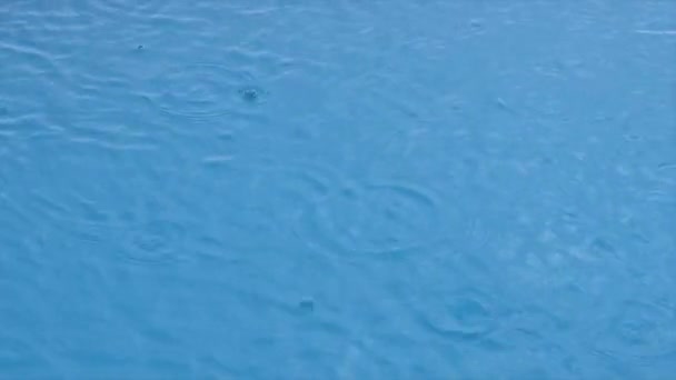 Esőcseppek Medence Felszínére Hullanak Köröket Buborékokat Alkotva Absztrakt Háttér Felvétel — Stock videók