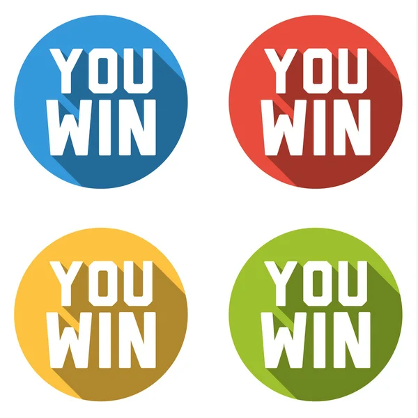 Collection of 4 flat buttons with  YOU WIN text — Stock Vector