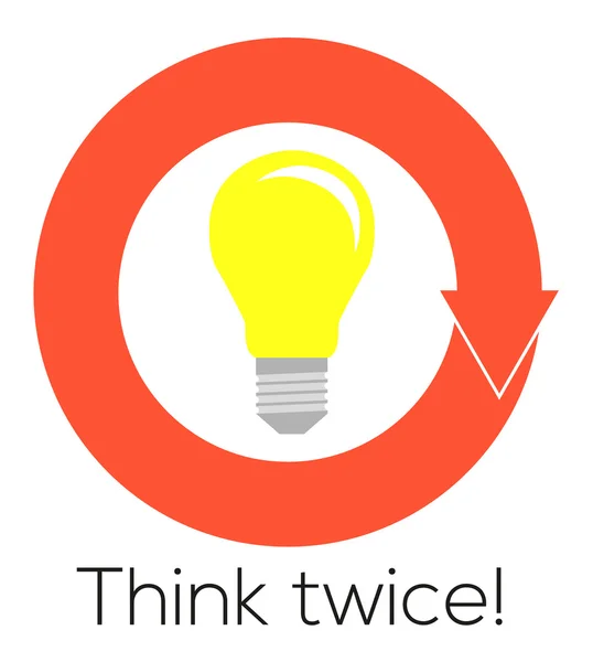 Flat illustration of lightbulb in circular arrow with Think twic — Stock Vector