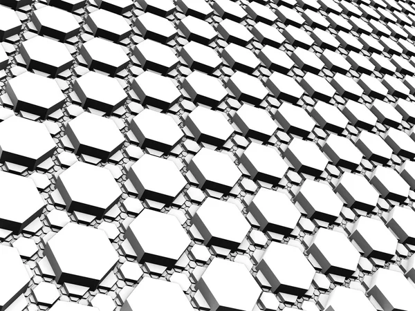 3D Fractal - surface faite de petits et grands hexagones réguliers — Photo