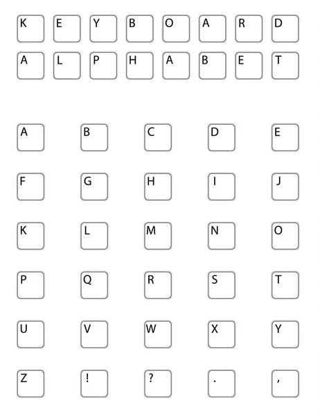 Alfabeto tastiera bianca isolato su bianco — Vettoriale Stock