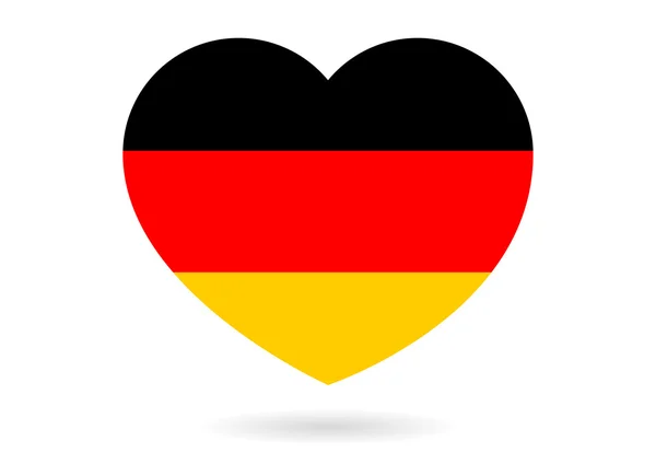 Serce z banderą Niemiec wewnątrz z mały cień — Wektor stockowy