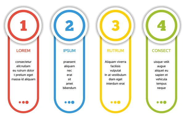 Collectie van 4 geïsoleerde banners - 4 stap infographic met templ — Stockvector