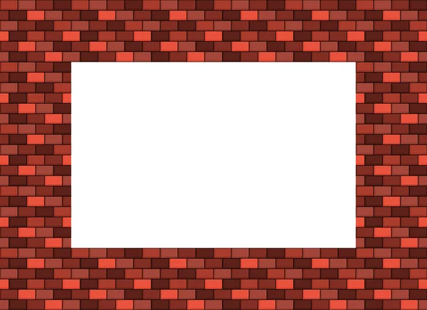 Marco hecho de ladrillos en tonos de rojo con espacio en blanco dentro fo — Vector de stock
