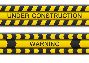 Two warning tapes - under construction and warning with shadow clipart
