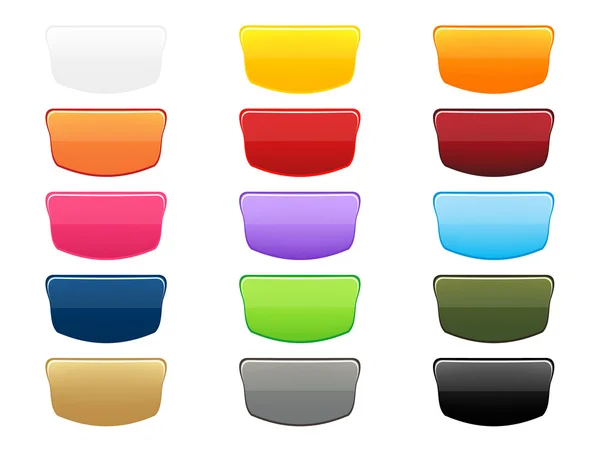 Collection de 15 boutons brillants colorés isolés isolés sur wh — Image vectorielle