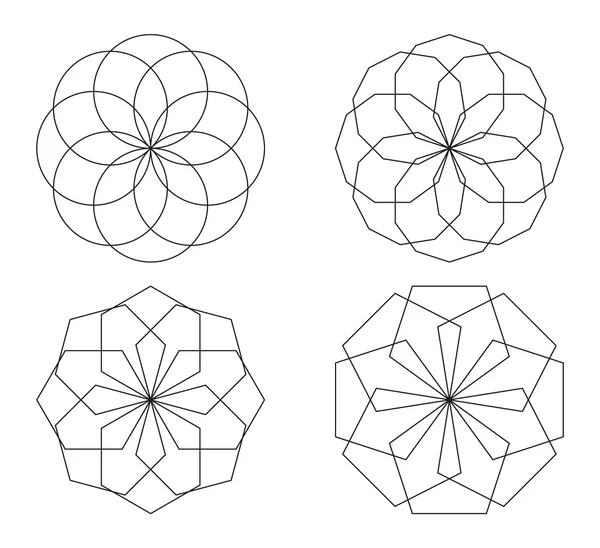 Sada 4 izolované symbolů z kruhů a polygonů — Stockový vektor