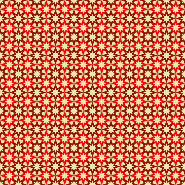 Bezešvé vzor červené a tmavě červené hvězdy na hnědé pozadí — Stockový vektor