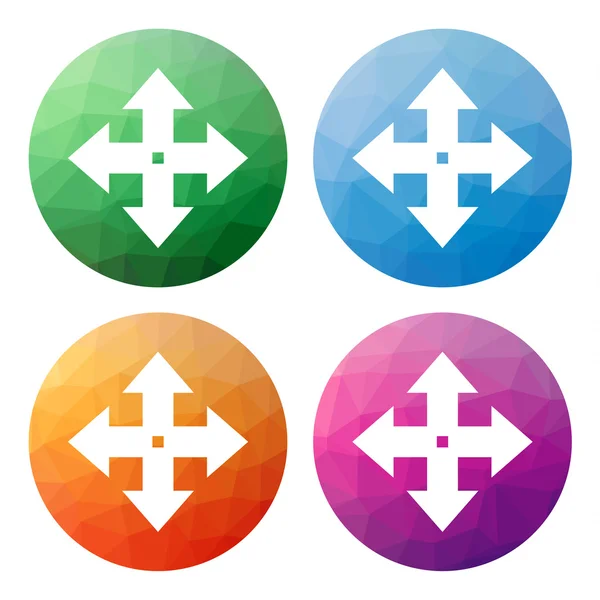 Set dari 4 tombol poligonal rendah modern yang terisolasi - ikon - untuk mo - Stok Vektor