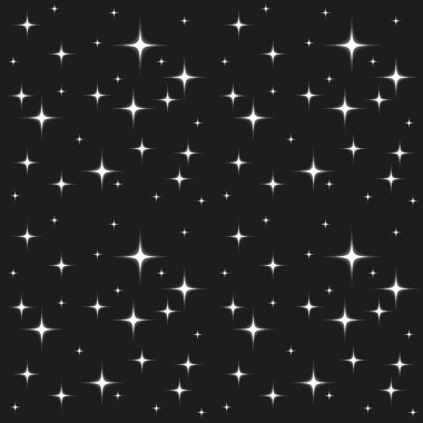 Parlayan siyah zemin üzerine beyaz yıldız seamless modeli