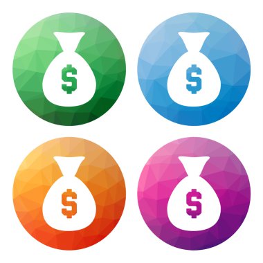 4 izole modern düşük poligon düğme kümesi - simgeler - ba için