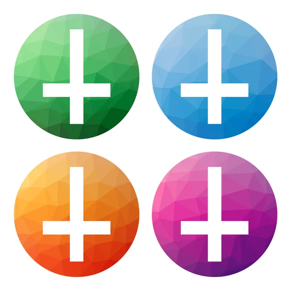 Set  of 4 isolated modern low polygonal buttons - icons - for Cr — Stock Vector