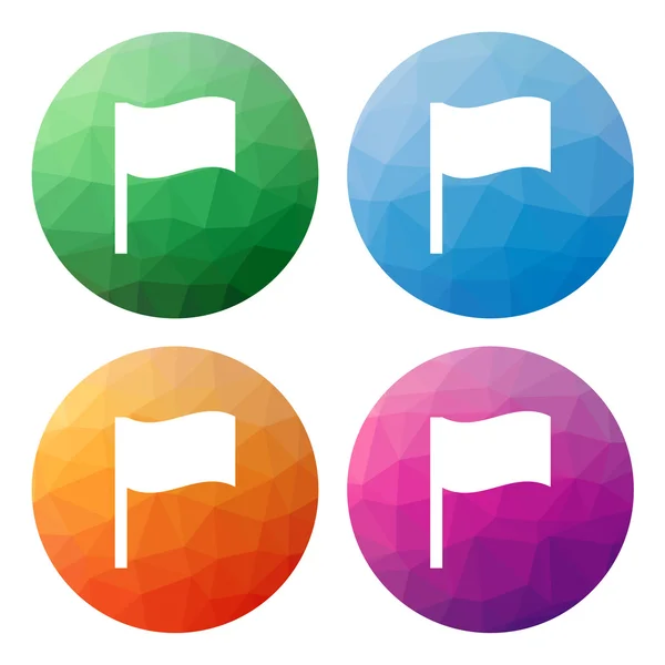 Set van 4 geïsoleerde moderne lage veelhoekige knoppen - icons - voor wa — Stockvector