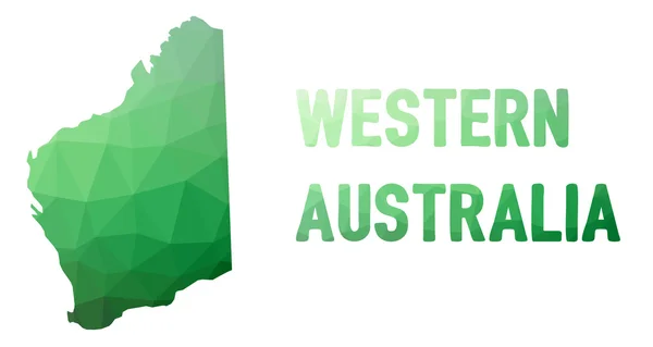 Green polygonal mosaic map of Western Australia, WA - political — Stock Vector