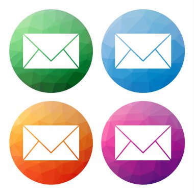 4 izole modern düşük poligon düğme kümesi - simgeler - m için