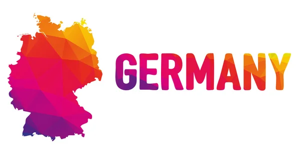 Mapa poligonal bajo de Alemania en colores cálidos, mosaico abstracto geográfico — Archivo Imágenes Vectoriales