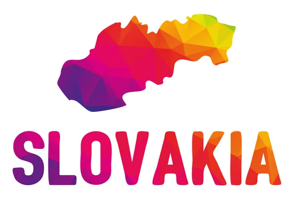 Mapa poligonal baixo de Eslováquia em cores quentes, mosaico abstrato g —  Vetores de Stock