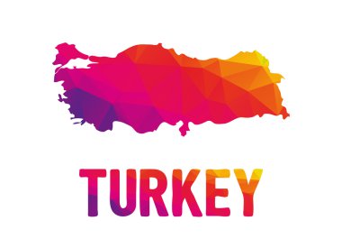Türkiye sıcak renkler, mozaik soyut geo düşük poligon Haritası