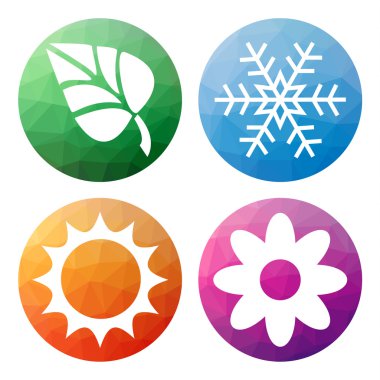 4 izole modern düşük poligon düğme kümesi - simgeler - 4 için 