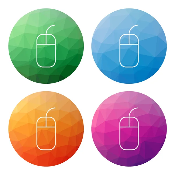 Set of 4 isolated modern low polygonal buttons - icons - for mou — Stock Vector