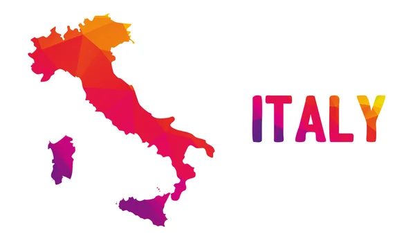 İtalya - İtalya Cumhuriyeti, sıcak renkler düşük poligon Haritası, — Stok Vektör