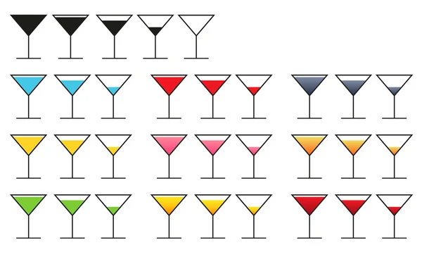Grande collection de 10 ensembles d'icône en verre avec différents types (co — Image vectorielle