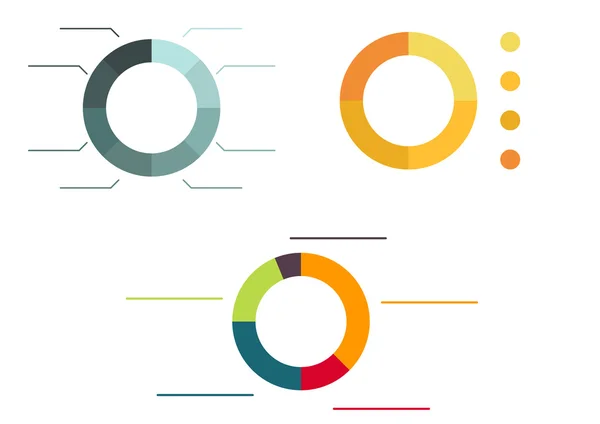 3 schematy różnych kolorowy na białym tle kołowy — Wektor stockowy