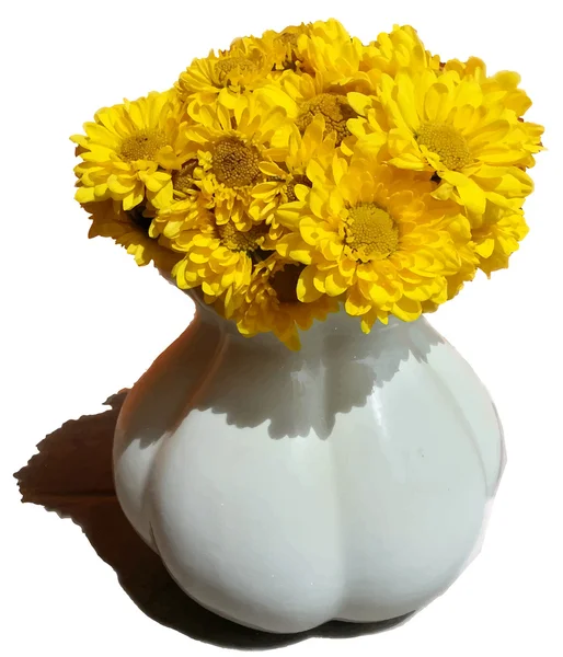 Ilustração vetorial de vaso com gerberas amarelas — Vetor de Stock