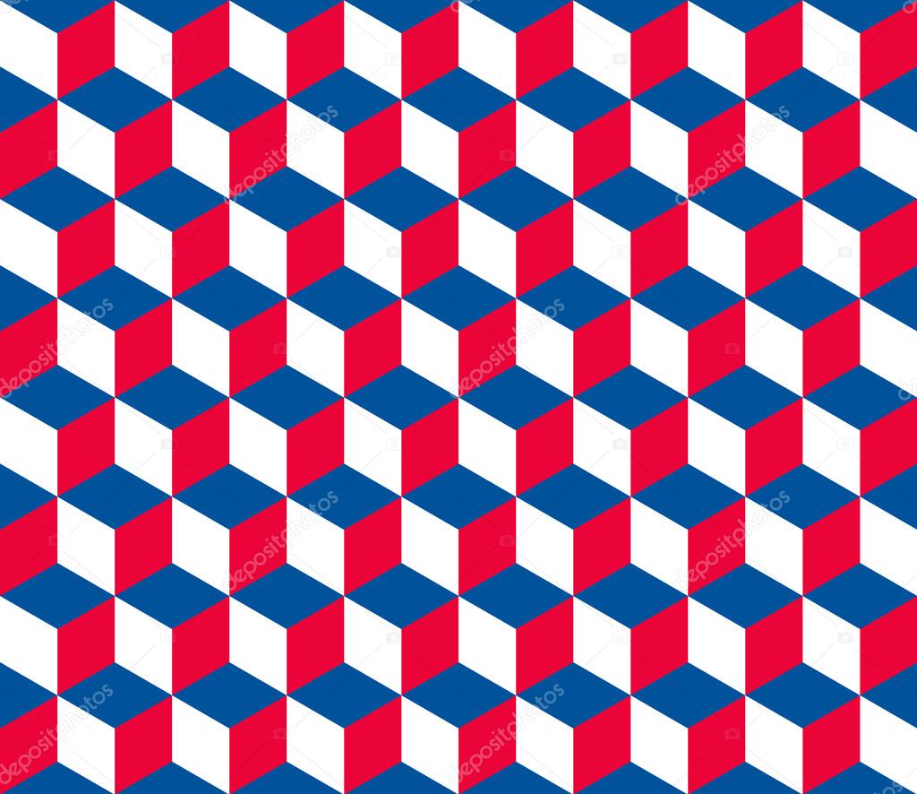 Seamless hexagonal (cube) pattern in colors of the Czech Republi