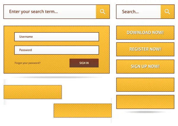 Conjunto de botões e formulários web — Vetor de Stock