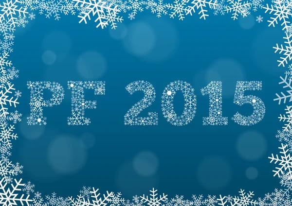 PF 2015 kar taneleri koyu mavi zemin üzerine yapılmış — Stok Vektör