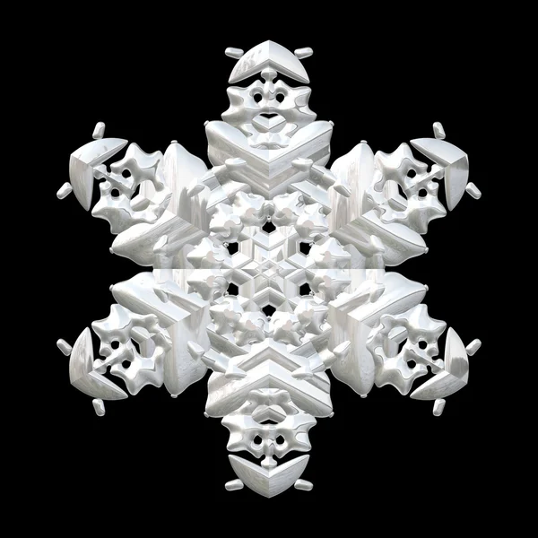 White snowflake isolated on black — Stock Photo, Image