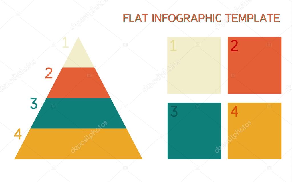 Flat infographic template with pyramid and boxes