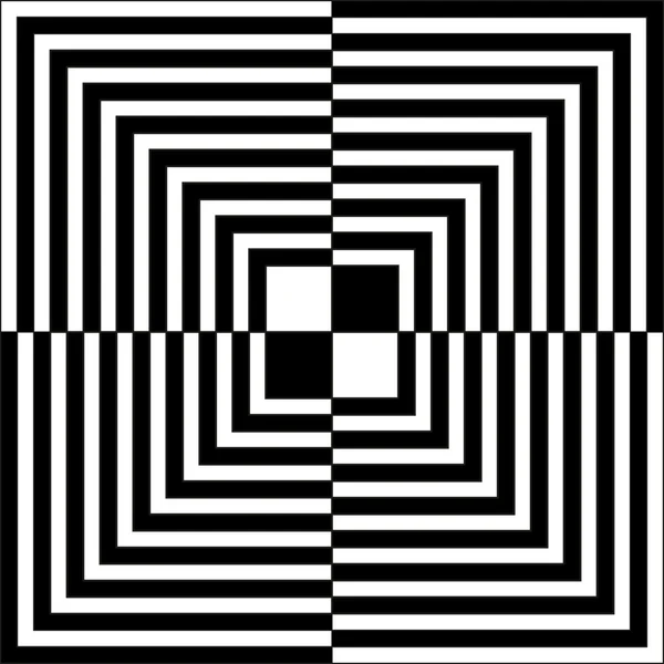 Op art illustration of black and white squares — Stock Vector