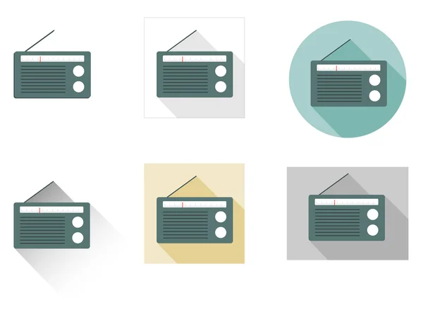 Set de 6 iconos de radio plana — Vector de stock