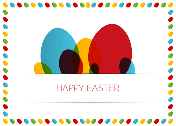 Happy Easter card (poster) with colorful eggs — Stock Vector