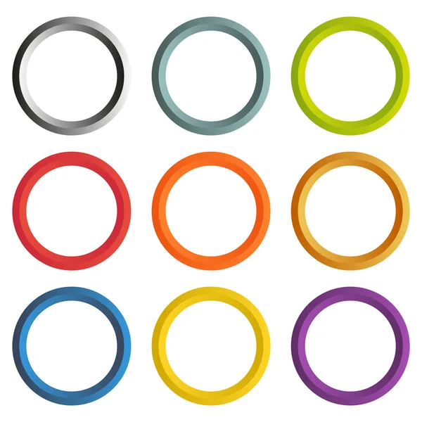 Sammlung von 9 isolierten Kreisrahmen mit weißem Copyspace — Stockvektor