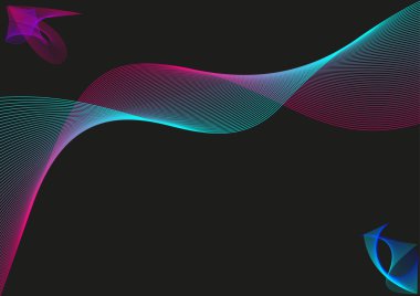 Neon mor-mavi dalga siyah arka plan üzerine