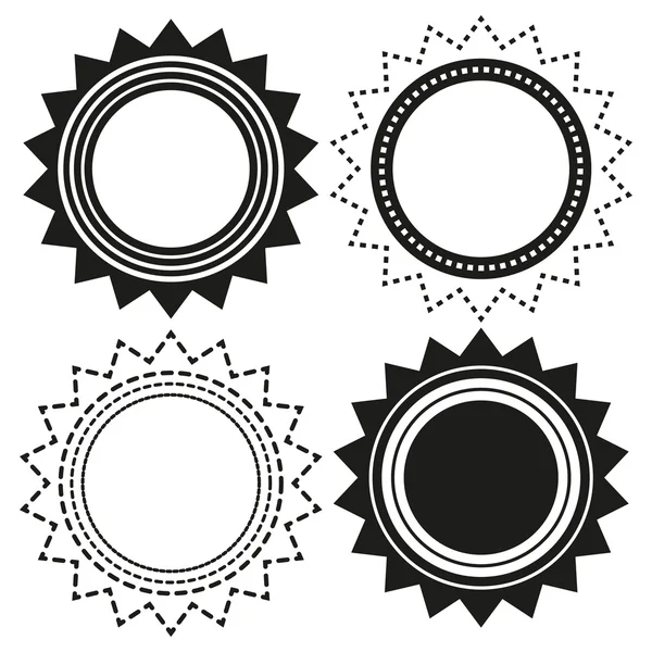 Ensemble de 4 badges isolés en forme de soleil — Image vectorielle
