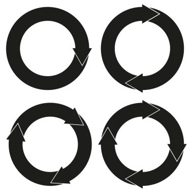 4 izole siyah yuvarlak okları topluluğu