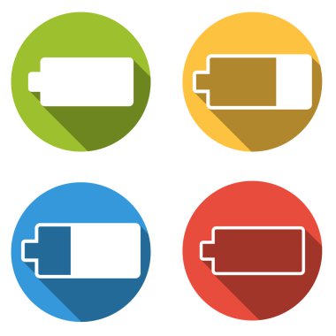 Pil için 4 izole düz renkli düğmeleri topluluğu