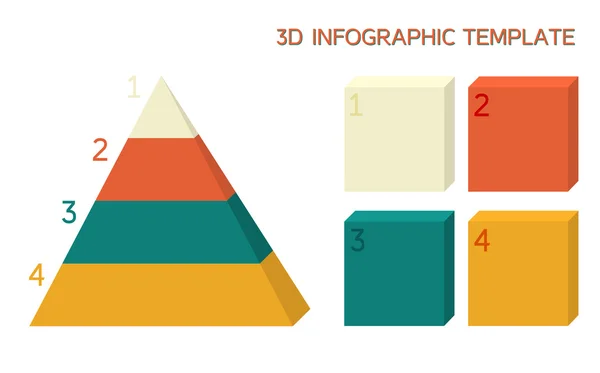 Plantilla de infografía 3D en colores sólidos — Archivo Imágenes Vectoriales