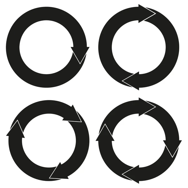 Raccolta di 4 frecce rotonde nere isolate — Vettoriale Stock