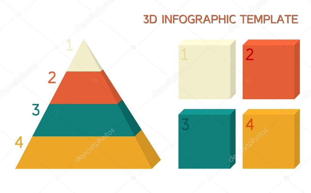 3D infographic template in solid colors