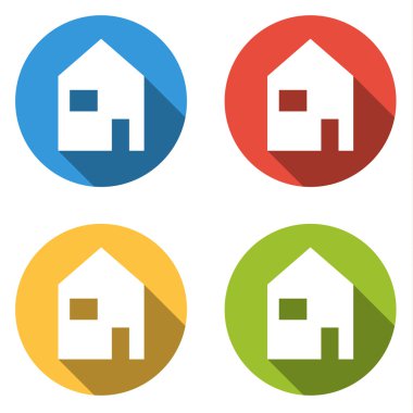 Home (ev için 4 izole düz renkli düğmeleri topluluğu) 